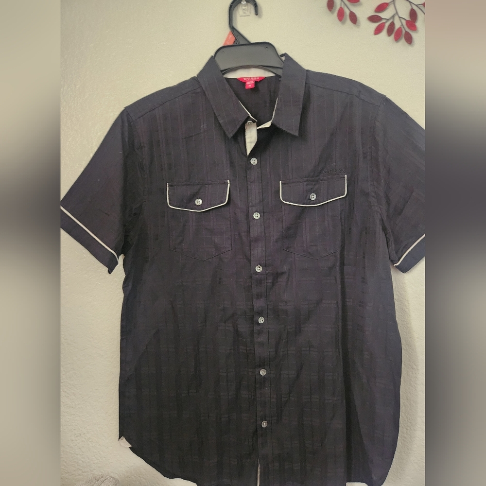 Guess Men's Black Button Down Shirt NWOT